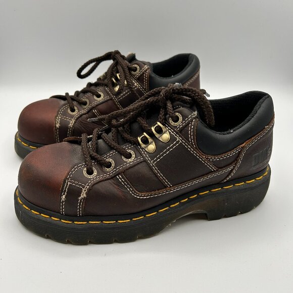 Dr Martens Shoes 7 EU 38 Industrial Steel Toe Lug Sole Brown Low Top Work - Picture 1 of 14